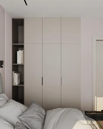 Интерьер спальни с шкафом напротив кровати и шкафом у кровати  смотреть на Basicdecor