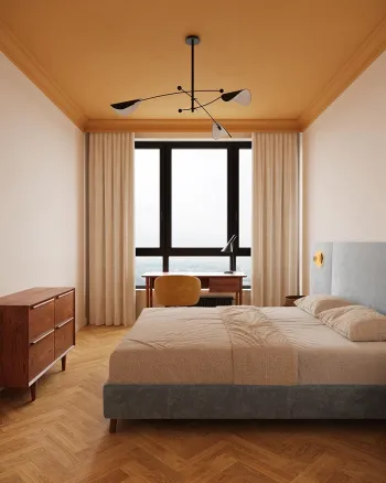 Интерьер спальни cветильниками над кроватью  смотреть на Basicdecor