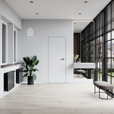 Интерьер с зеркалом на двери  смотреть на Basicdecor