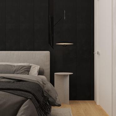 Интерьер спальни cветильниками над кроватью и с подсветкой  смотреть на Basicdecor