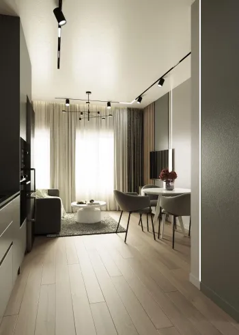 Интерьер кухни cветовыми линиями  смотреть на Basicdecor