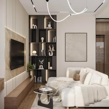 Интерьер гостиной cветовыми линиями  смотреть на Basicdecor