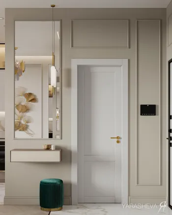 Интерьер коридора с зеркалом на двери  смотреть на Basicdecor