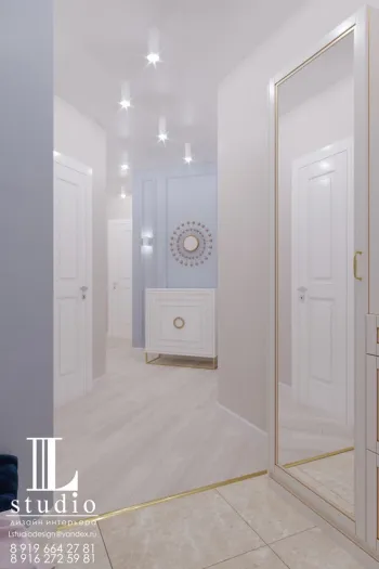 Интерьер с зеркалом на двери в неоклассике смотреть на Basicdecor