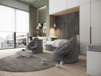 Интерьер детской c рабочим местом в современном стиле смотреть на Basicdecor