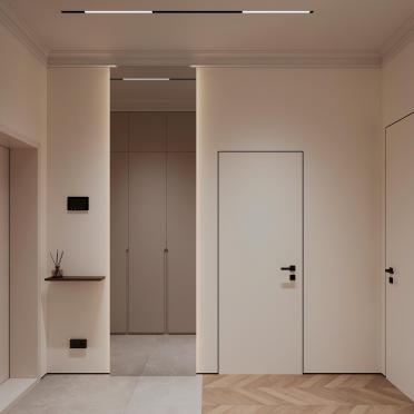 Интерьер с нишей с подсветкой, световыми линиями и с подсветкой  смотреть на Basicdecor