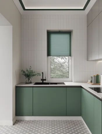 Интерьер кухни с жалюзи и дверными жалюзи  смотреть на Basicdecor