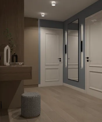 Интерьер с нишей с подсветкой, зеркалом на двери, подсветкой светодиодной и с подсветкой  смотреть на Basicdecor