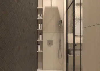 Интерьер ванной с душевой из плитки  смотреть на Basicdecor