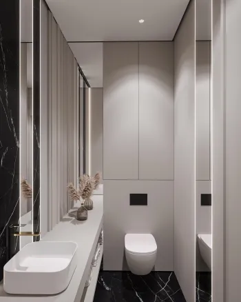 Интерьер ванной cовмещенным санузлом  смотреть на Basicdecor