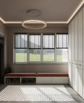Интерьер прихожей с жалюзи и дверными жалюзи  смотреть на Basicdecor