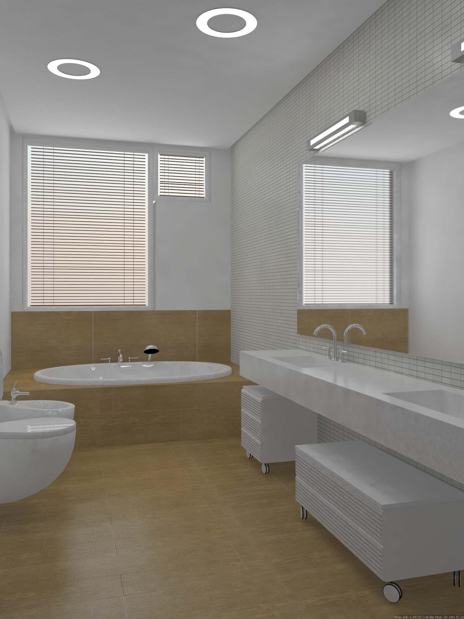 Интерьер ванной с жалюзи, подсветкой настенной и подсветкой светодиодной