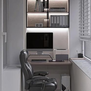 Интерьер кабинета с балконом и панорамными окнами  смотреть на Basicdecor