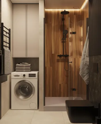 Интерьер ванной с постирочной  смотреть на Basicdecor