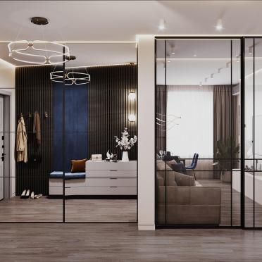 Интерьер прихожей с перегородкой раздвижной  смотреть на Basicdecor