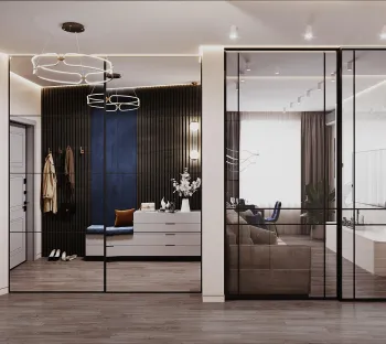 Интерьер прихожей с перегородкой раздвижной  смотреть на Basicdecor