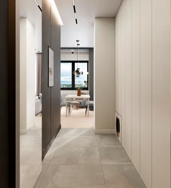 Интерьер коридора с проходной в современном стиле и минимализме смотреть на Basicdecor