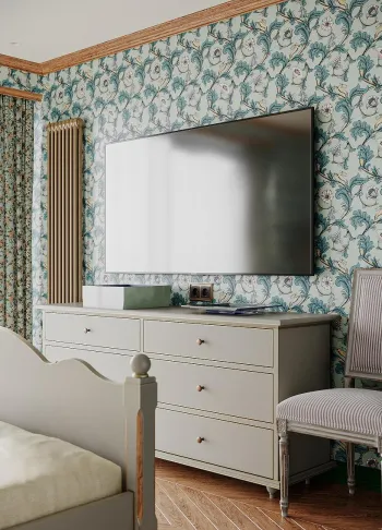Интерьер детской с телевизором на стене  смотреть на Basicdecor