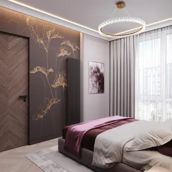 Интерьер спальни cветильниками над кроватью и с подсветкой  смотреть на Basicdecor
