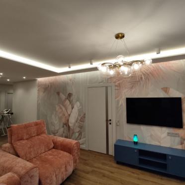 Интерьер гостиной c подсветкой в стиле фьюжн смотреть на Basicdecor