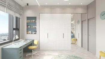 Интерьер детской c рабочим местом в современном стиле смотреть на Basicdecor