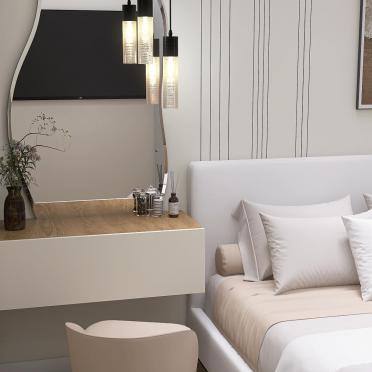 Интерьер спальни cветильниками над кроватью  смотреть на Basicdecor