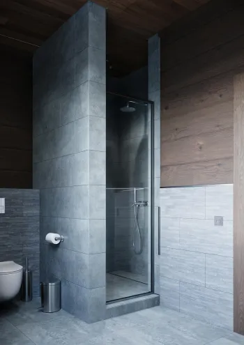 Интерьер ванной с душевой из плитки  смотреть на Basicdecor