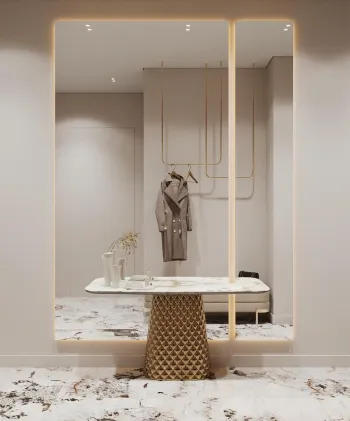 Интерьер прихожей с зеркалом на двери  смотреть на Basicdecor