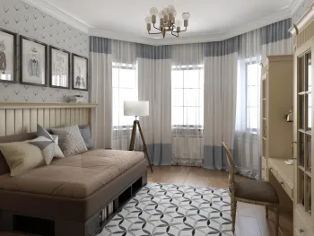 Интерьер спальни c рабочим местом  смотреть на Basicdecor