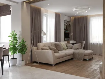 Интерьер гостиной c рабочим местом  смотреть на Basicdecor