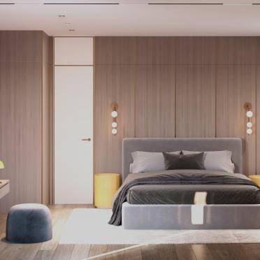 Интерьер спальни cветильниками над кроватью  смотреть на Basicdecor