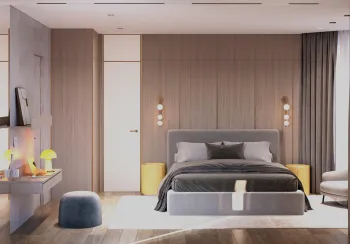 Интерьер спальни cветильниками над кроватью  смотреть на Basicdecor
