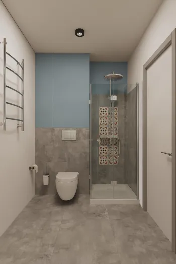 Интерьер ванной с душевой из плитки  смотреть на Basicdecor