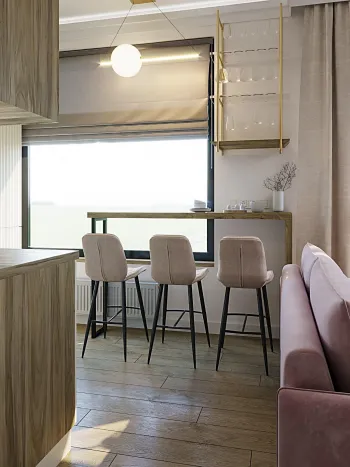 Интерьер кухни с объединенной гостиной  смотреть на Basicdecor