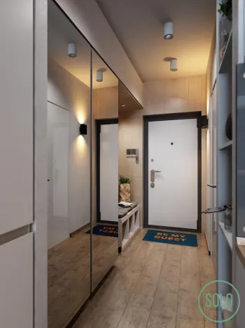 Интерьер прихожей с проходной в скандинавском стиле смотреть на Basicdecor
