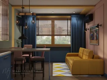 Интерьер с жалюзи и дверными жалюзи в современном стиле смотреть на Basicdecor