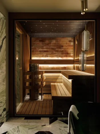 Интерьер ванной cауной  смотреть на Basicdecor