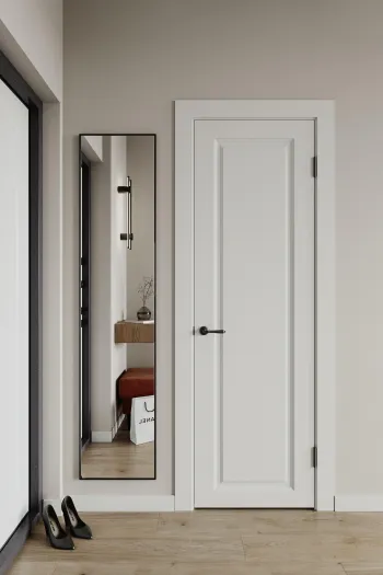 Интерьер с зеркалом на двери  смотреть на Basicdecor