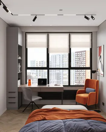 Интерьер спальни с жалюзи  смотреть на Basicdecor