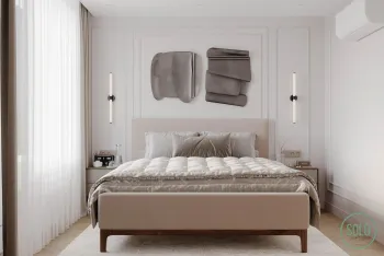 Интерьер спальни cветильниками над кроватью  смотреть на Basicdecor