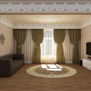 Интерьер гостиной в классическом стиле и в стиле фьюжн смотреть на Basicdecor