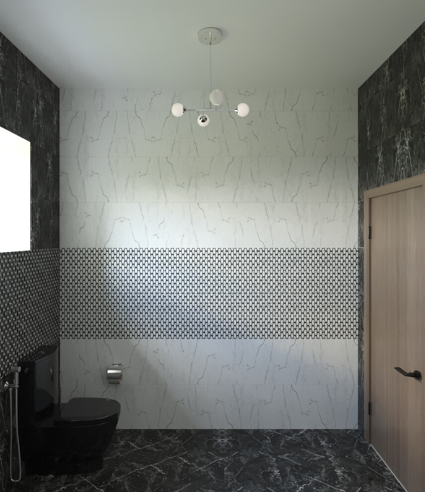Интерьер ванной с подсветкой настенной в современном стиле