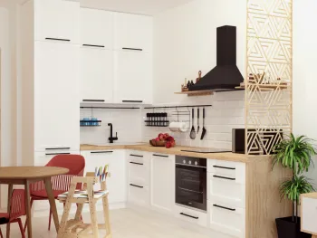 Интерьер кухни с угловой кухней в скандинавском стиле смотреть на Basicdecor