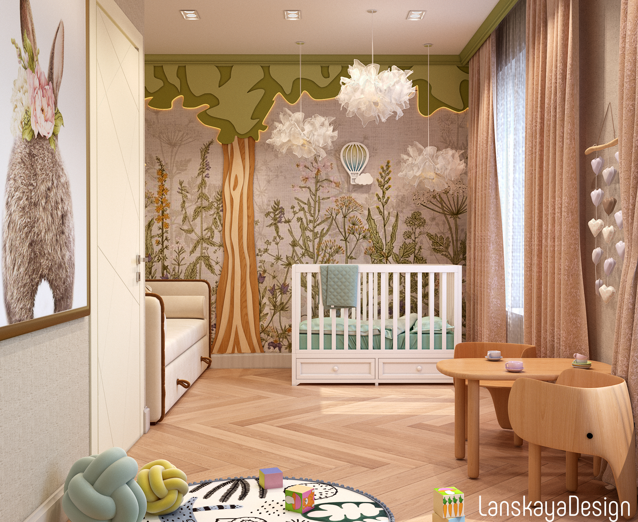Уютный дизайн детской комнаты для двух девочек