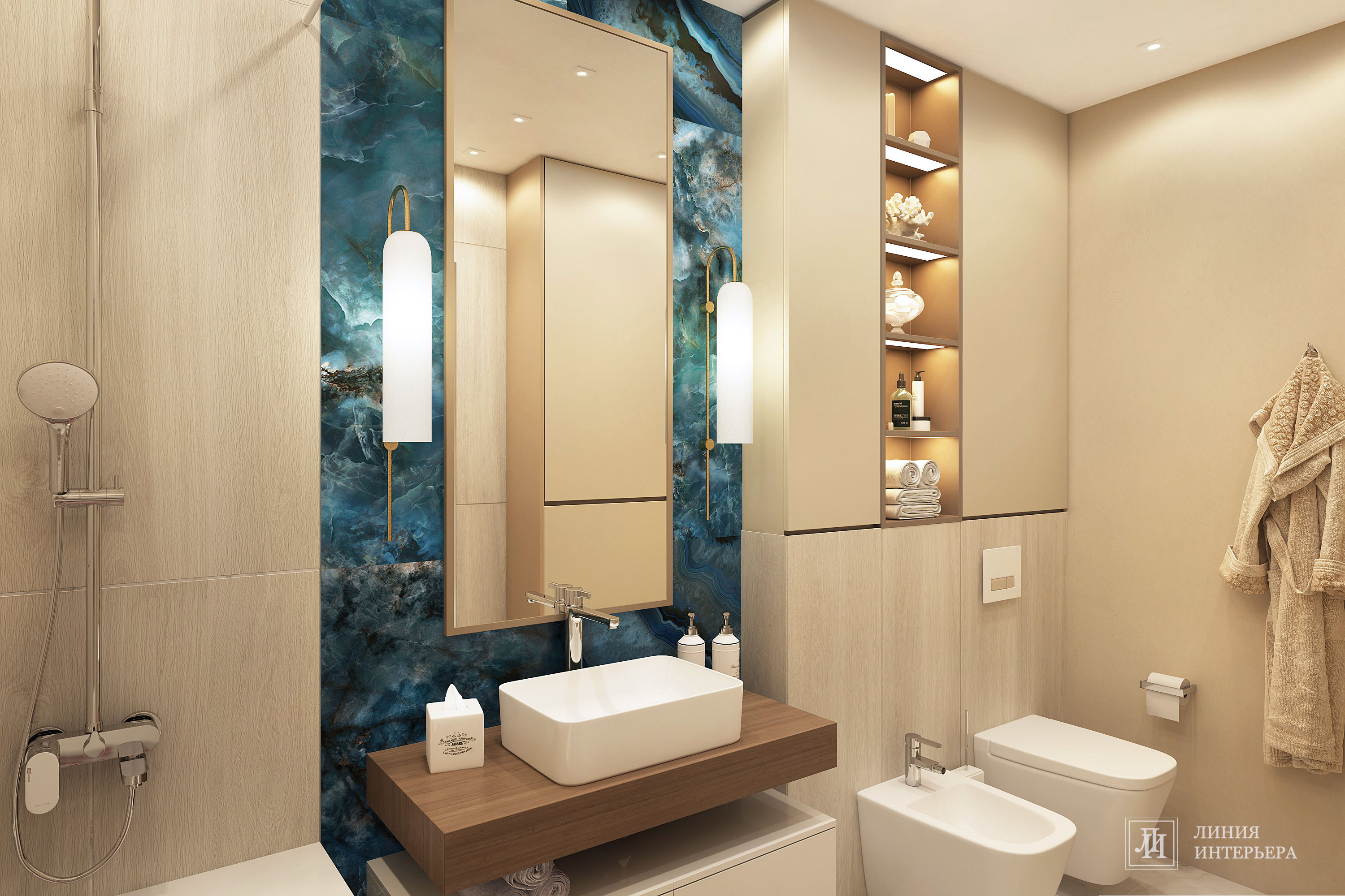 Дизайн узкой ванной комнаты