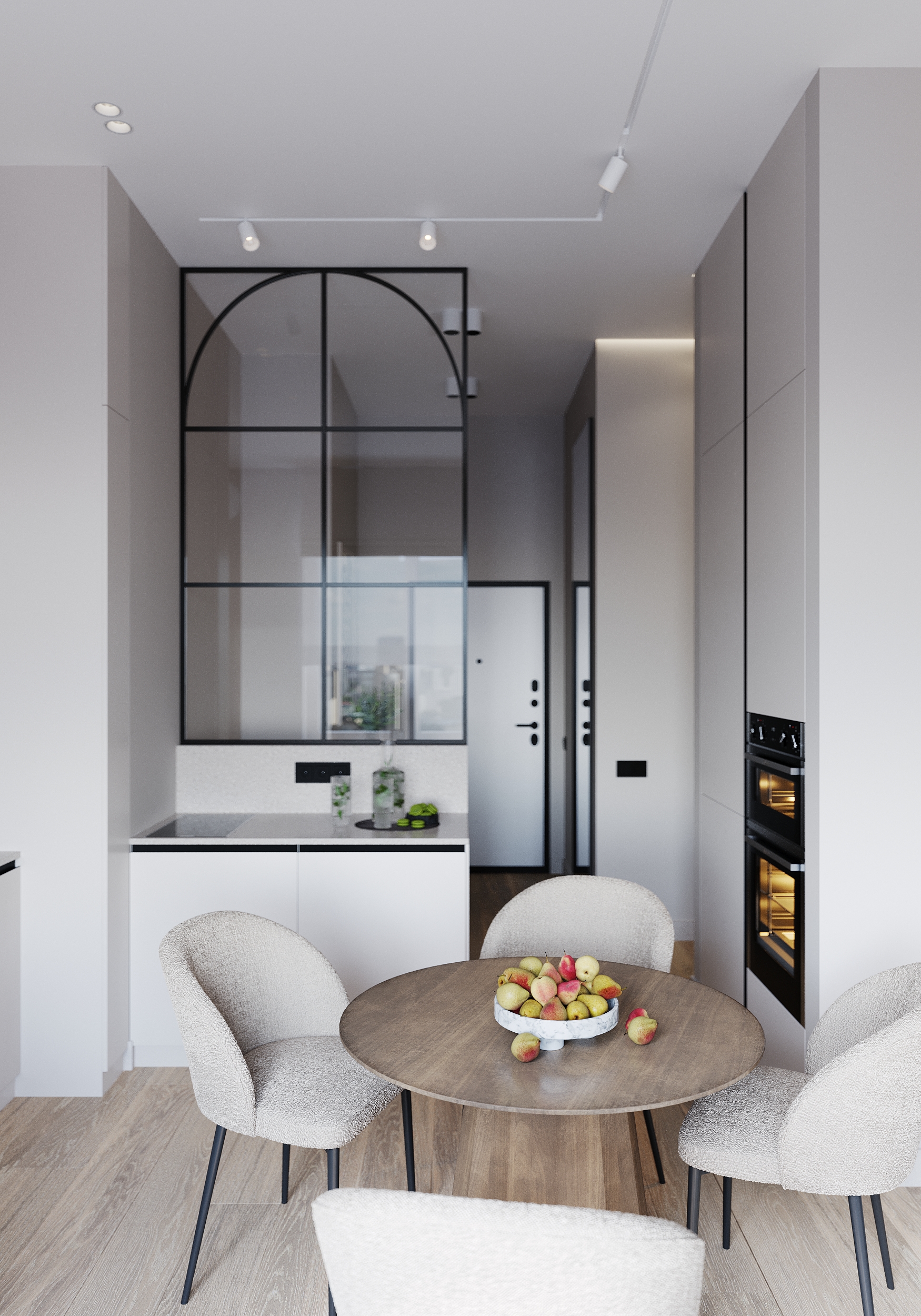 Интерьер с кухни с перегородкой в стиле лофт