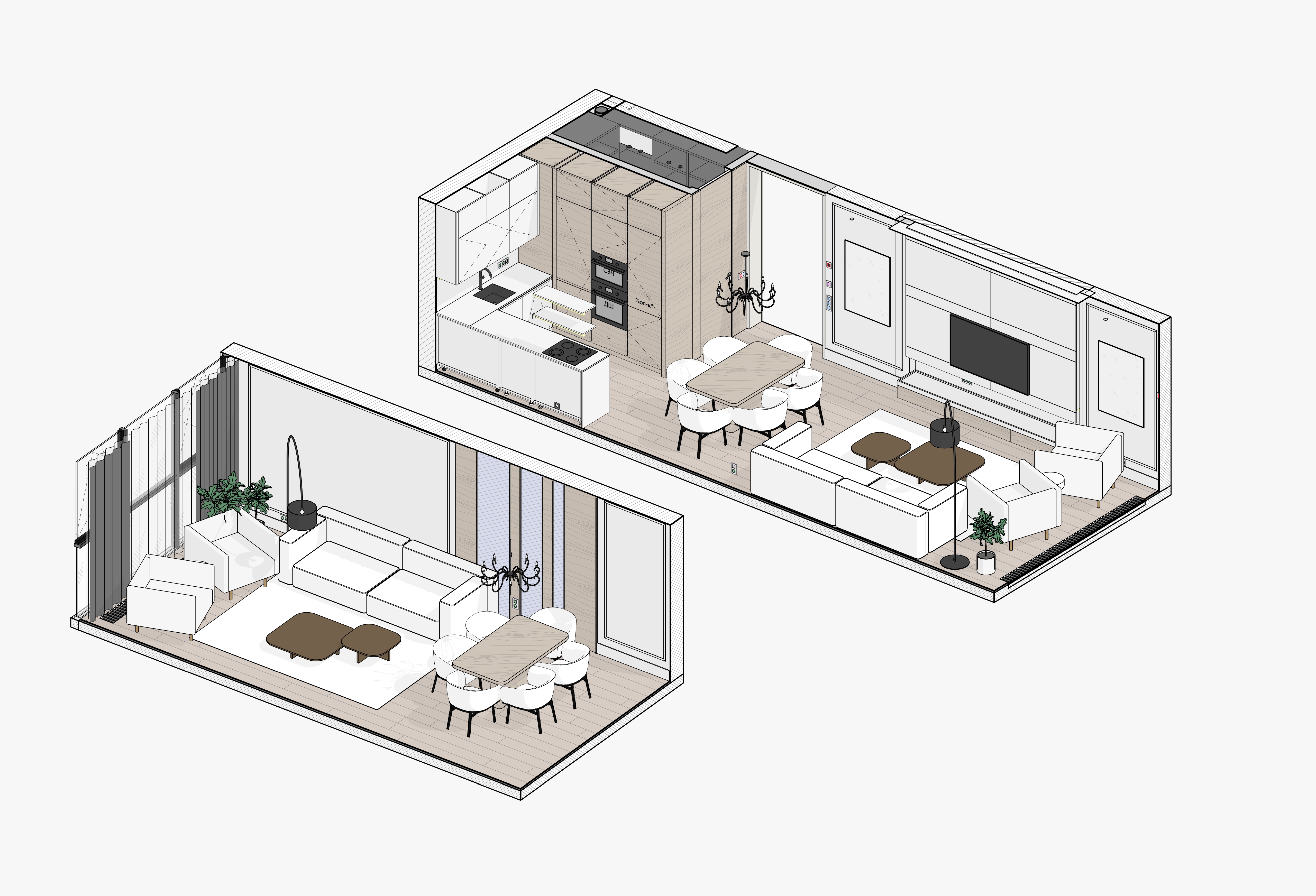 Примеры 3D-схем в Revit