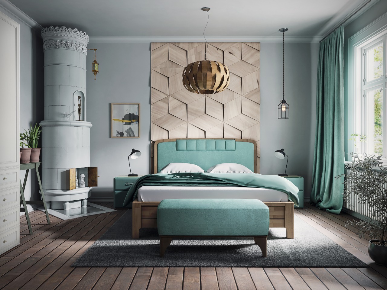 Интерьер спальни в классическом скандинавском стиле