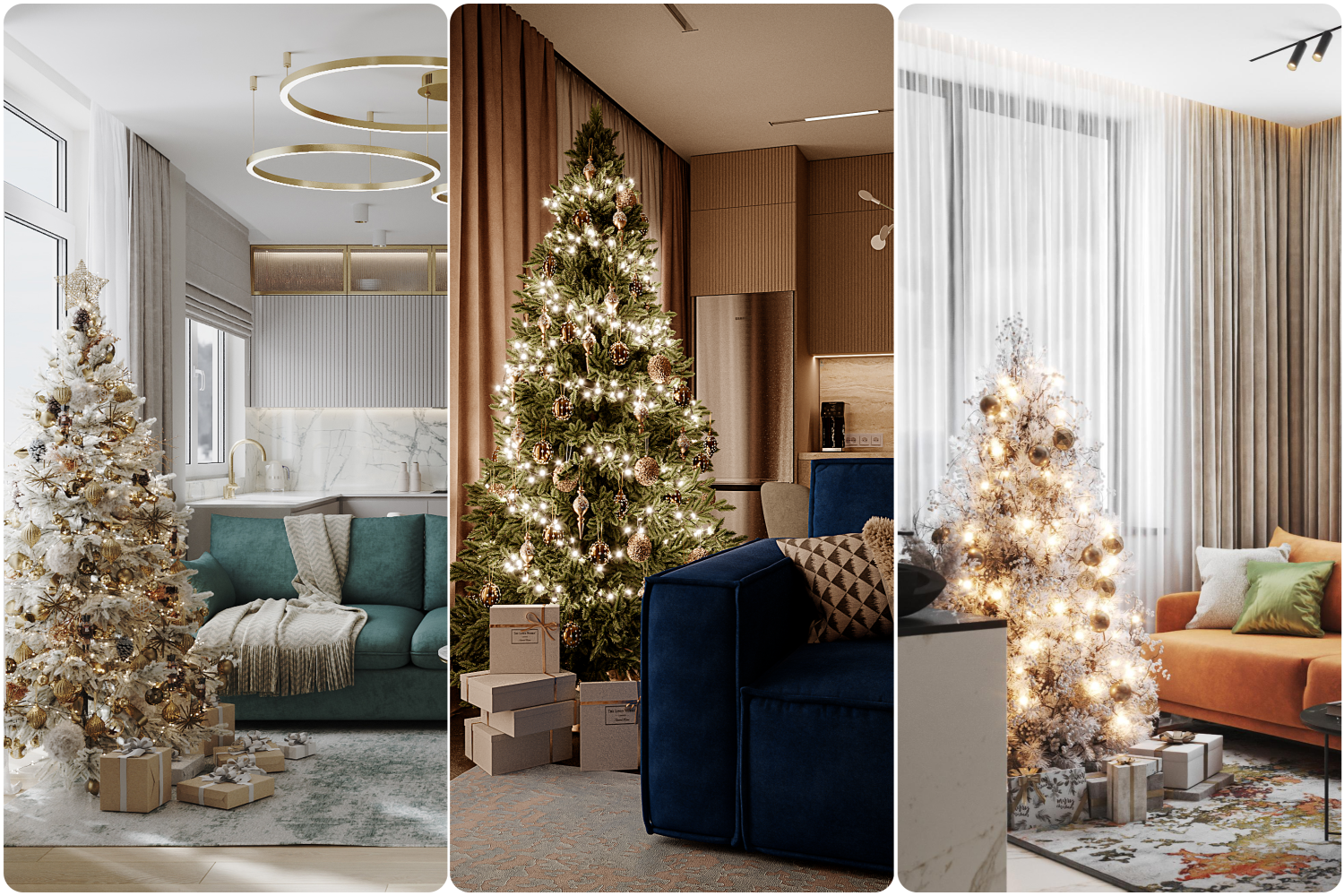 Елки в новогоднем интерьере