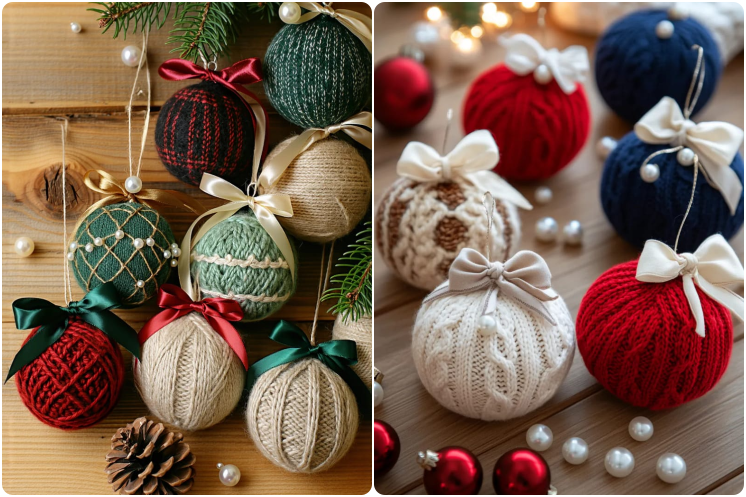 Елочные шары из старых свитеров